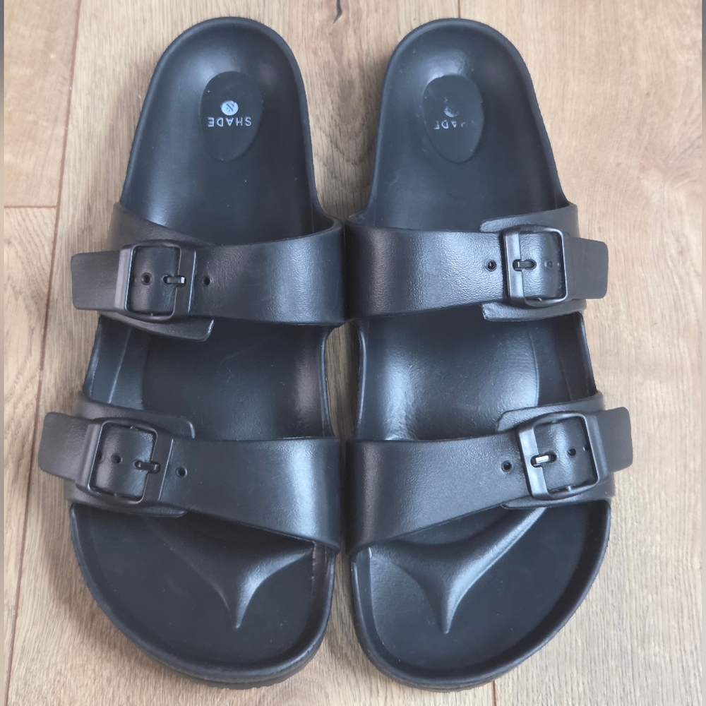 Shade & Shore Black Women's Neida EVA Two Band Footbed Slide Sandals Size: 12